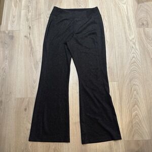 Spanx Shimmer Pull On Pants Leggings Black Gold Size XL Bootcut Flair Western